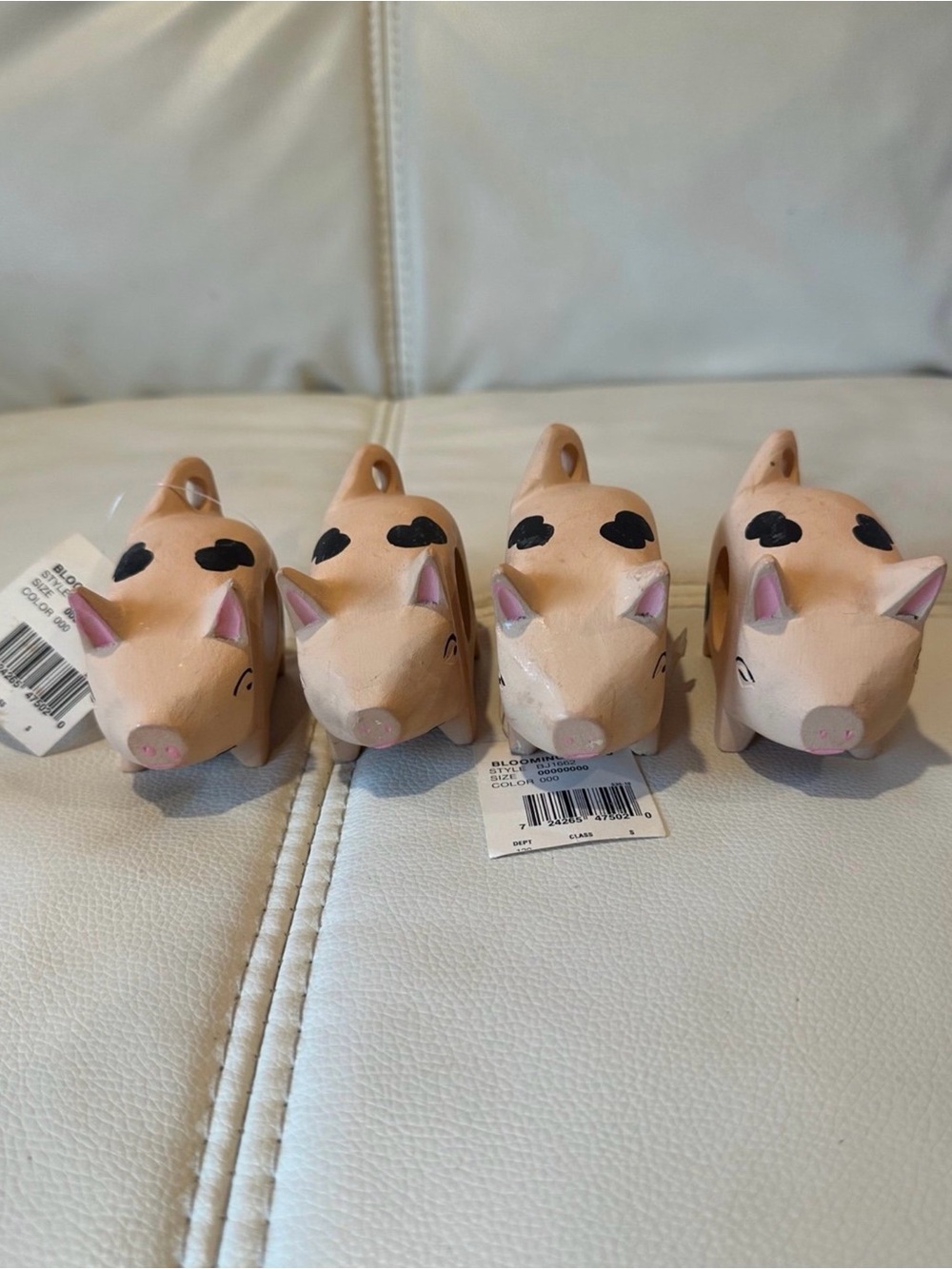 Set of 4 Ceramic Pig Napkin Holders w/ Tags Farmhouse Kitchen Decor